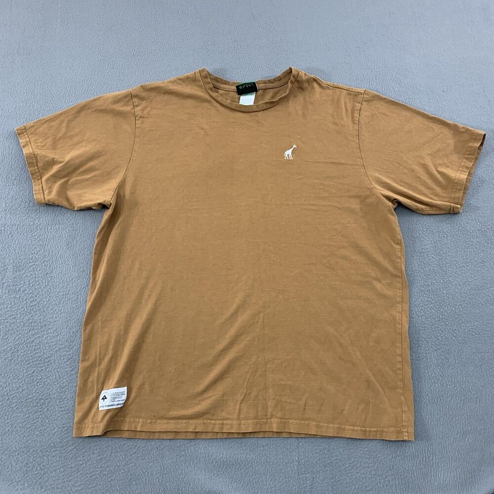 LRG Lifted Research Group Shirt Mens XL Brown Giraffe Logo Tee 100% Cotton Patch